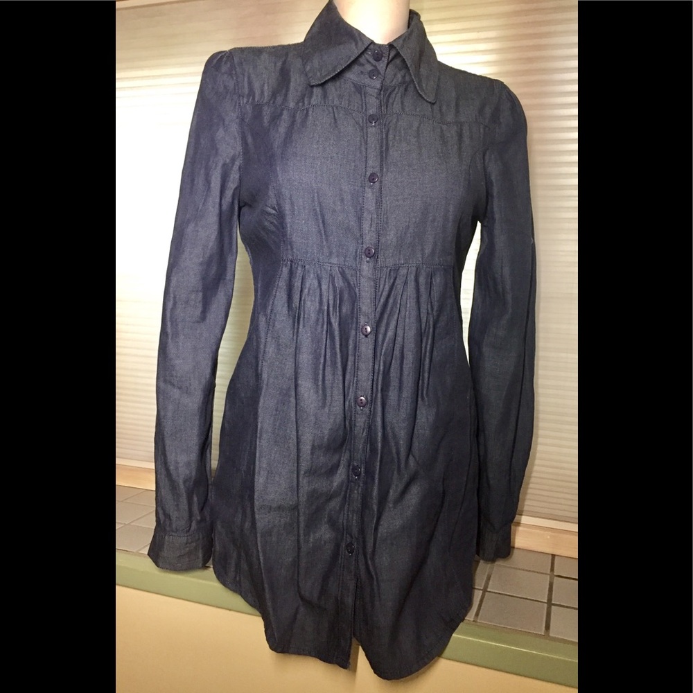 Denim Umpire Pleated Top